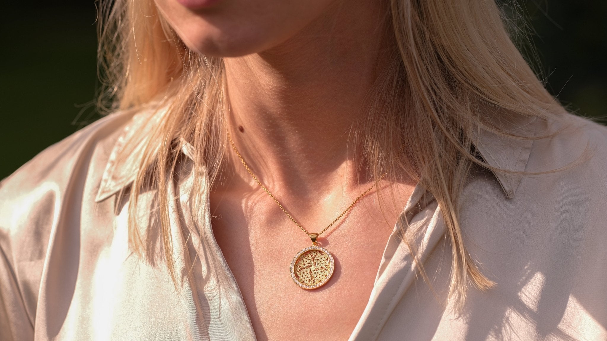 Dreamcatcher ketting met zirkonia's verguld - Dona Aurora