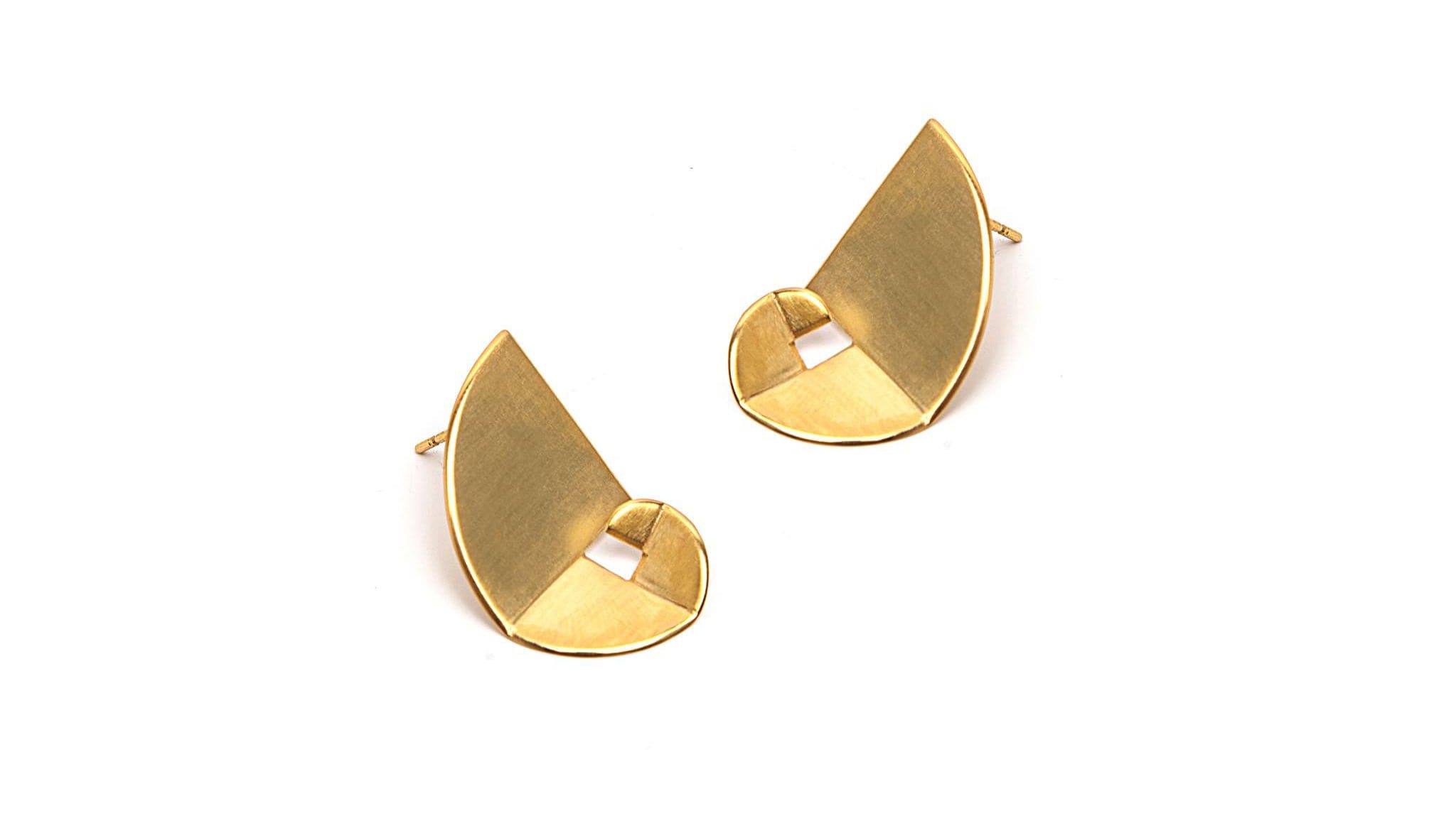 Vergulde designer oorbellen spiraal - Dona Aurora