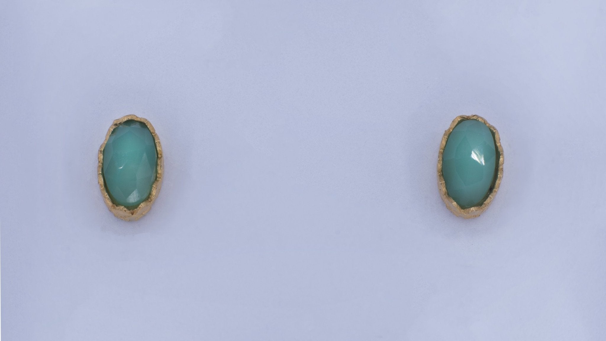 Kleine ovale oorbellen met chrysopraas edelsteen - Dona Aurora