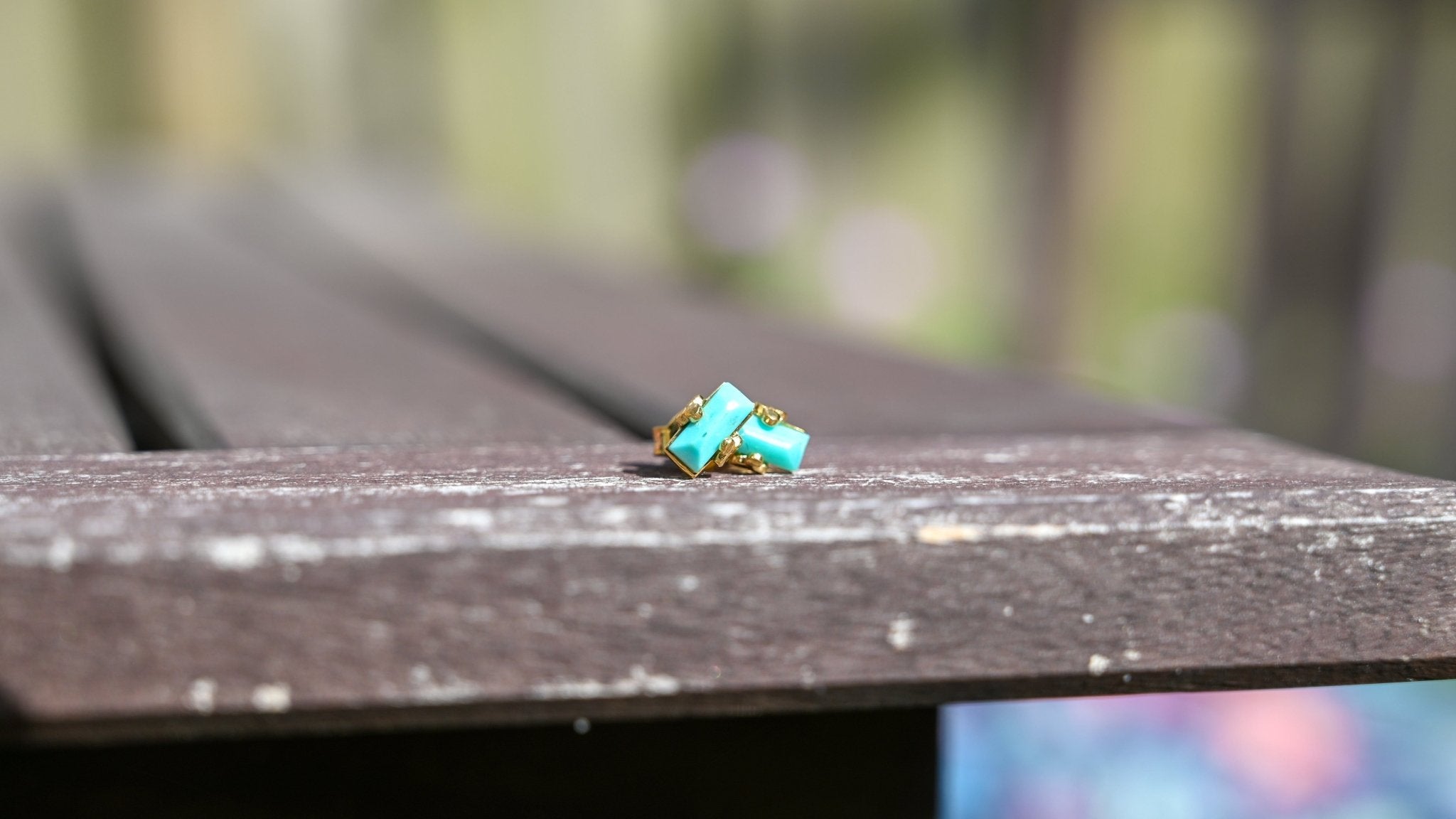 Sea rectangular oorbellen met turkoois - Dona Aurora