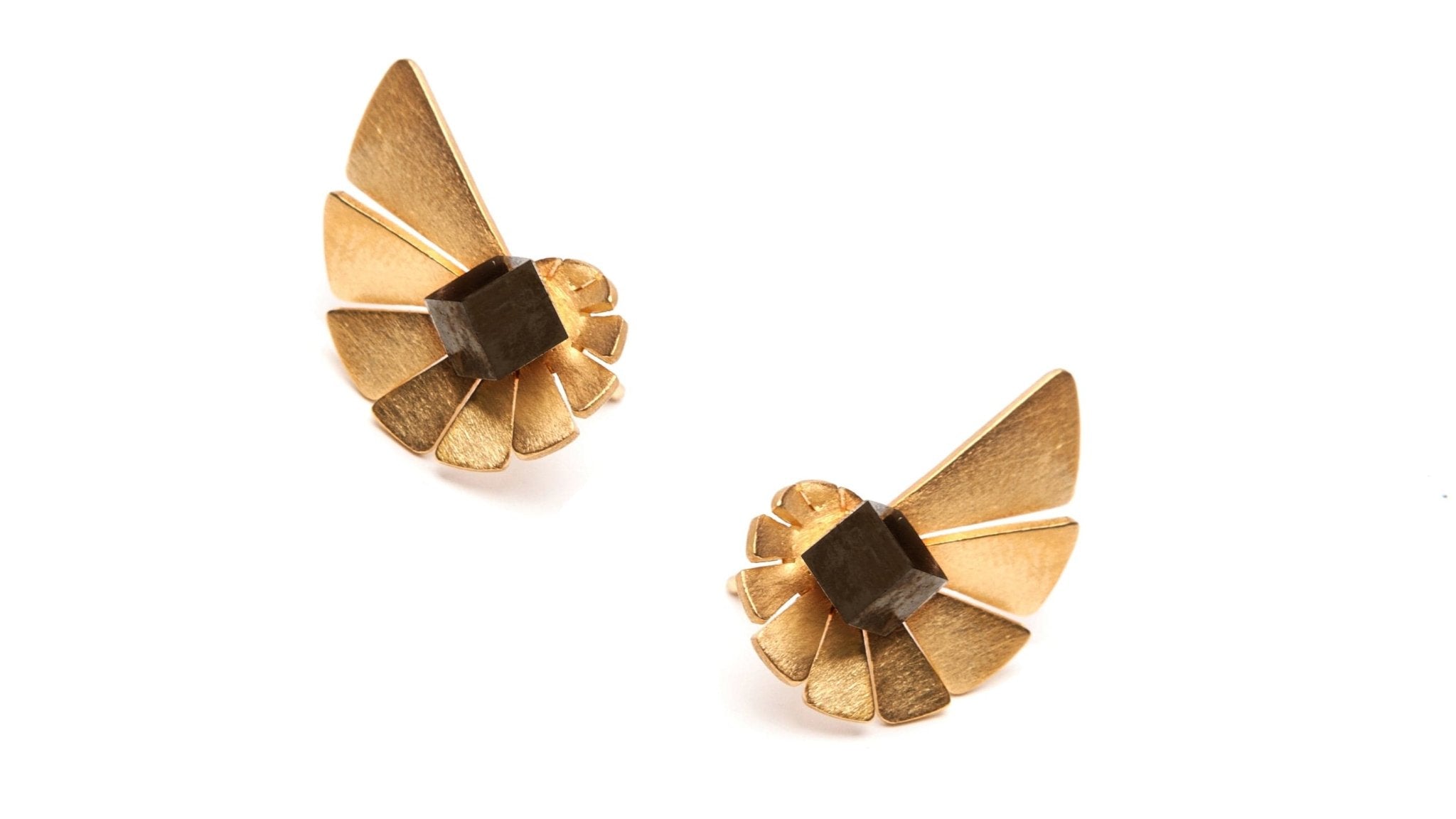 Vergulde kleine oorbellen met pyriet - Dona Aurora