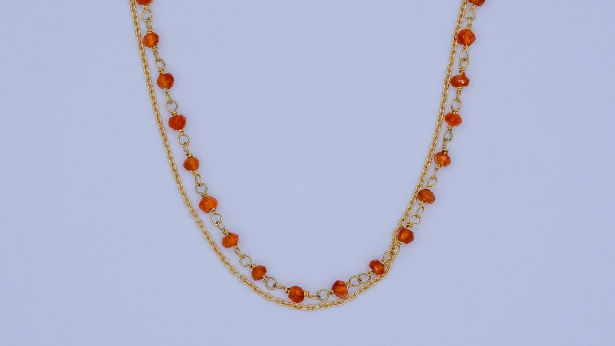 Vergulde korte ketting met carneool edelstenen - Dona Aurora