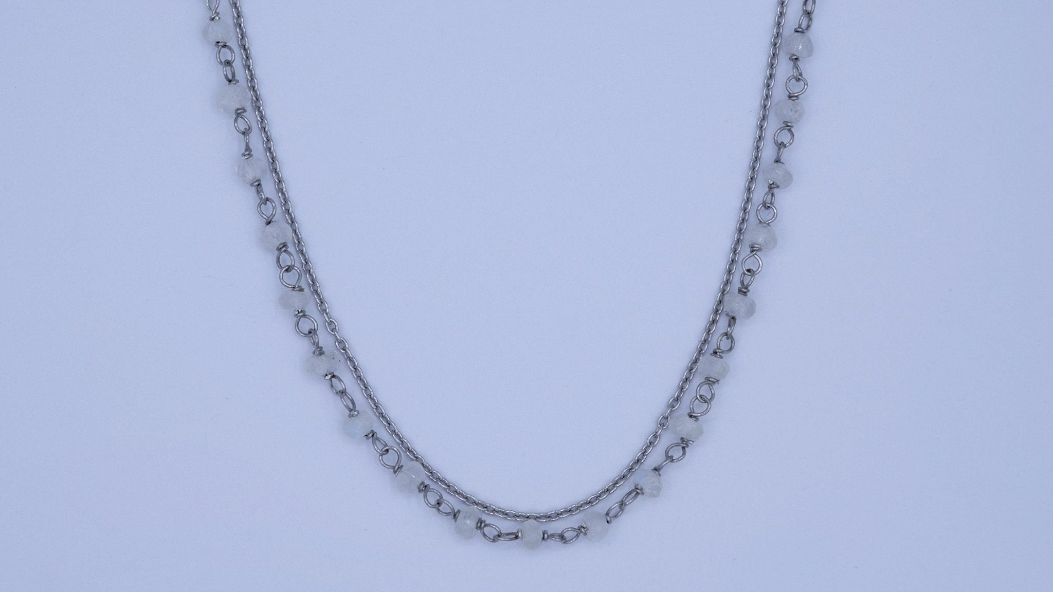 Zilveren korte ketting met maansteen - Dona Aurora