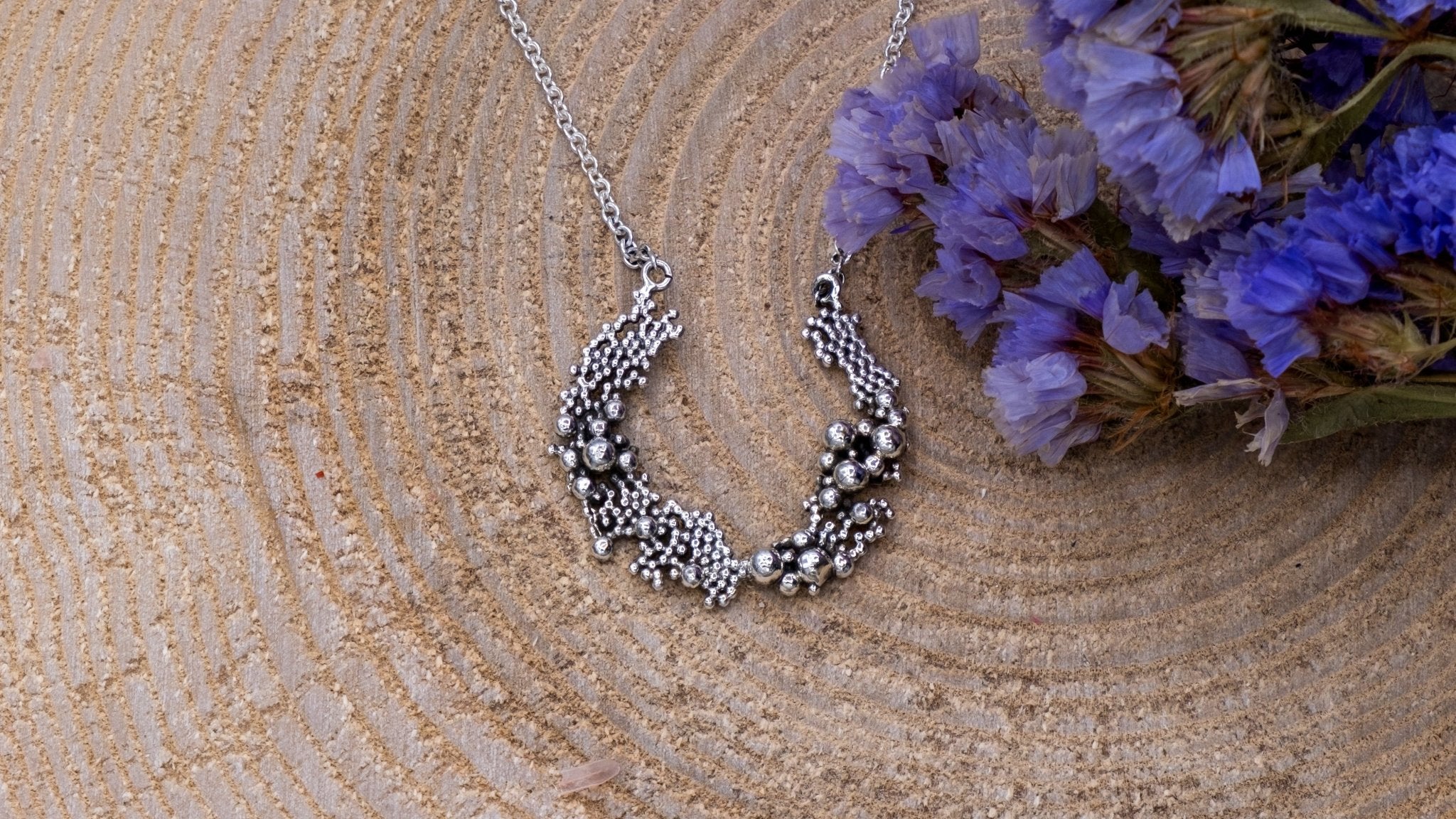 Zilveren open ketting met bubbels - Dona Aurora