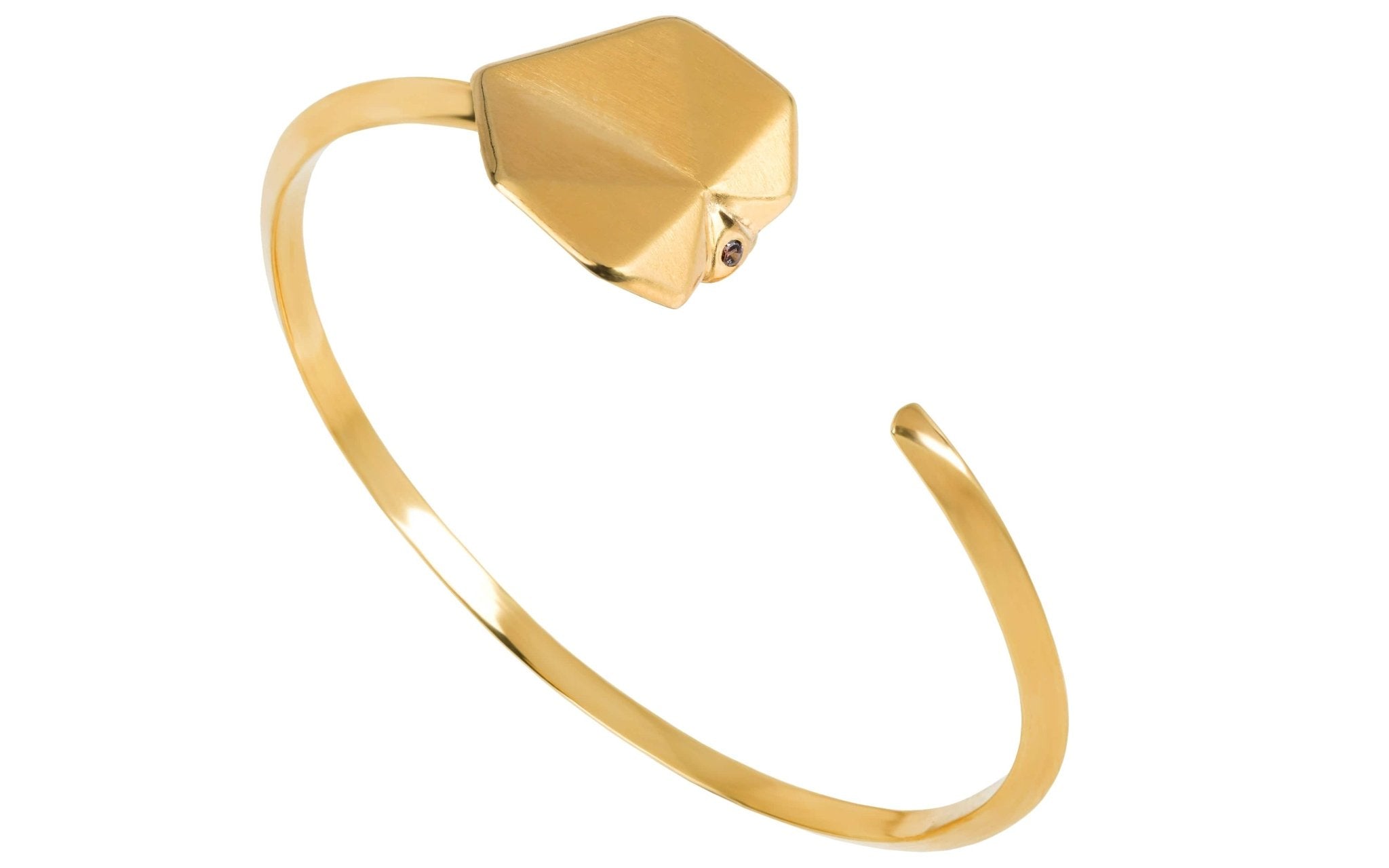 Vergulde designer armband met cognac - kleurige zirkonia - Dona Aurora