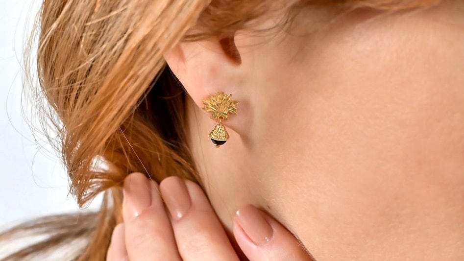 Water lily oorbellen met onyx - Dona Aurora